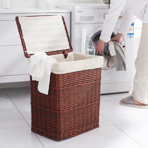 Cesto Grande Cuadrado de Mimbre Natural para Ropa Sucia con Tapa, Estilo Rústico, para Dormitorio, Hotel, Baño, Balcón, Lavandería - Product Image 4