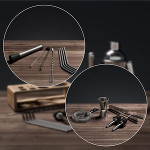 Ensemble d'accessoires de mixologie en métal haut de gamme, kit de shaker Boston, cuillère de bar, pilon à cocktail, ensemble de barman pour la maison - Product Image 6