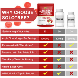 SOLOTREE Private Label Zuckerfreie glutenfreie Vitamine zur Gewichts reduktion ACV Daily Supplement Apfel essig Gummis für Frauen - Product Image 5