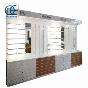 Hop Eyeglass Sore Design Modern Sunglasses Wall Display Faddish Optical Shop Counter Hot Selling Eyeglass Display Cabinet