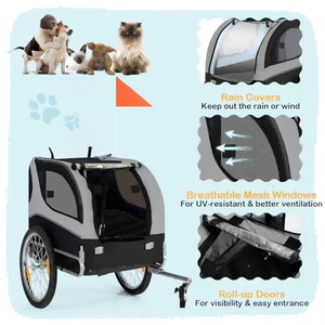 Remolque para Bicicleta para Perros, Transportador de Mascotas con Ruedas de Liberación Rápida para Perros Pequeños y Medianos, Vagón Plegable para Bicicleta con Correa Interna - Product Image 4