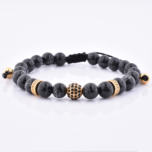 Bracelet élastique en perles de gorille avec agate mate sur mesure pour homme - Product Image 6