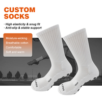 Chaussettes de football respirantes en tissu mélangé, antidérapantes avec grip, logos personnalisés pour hommes, femmes et athlètes