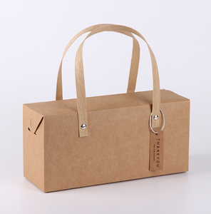 Eco-Friendly High-End Natural Kraft Paper Square Box with Woven Handles Fixed by Metal Rivets Sturdy Load Bearing - Product Image 1