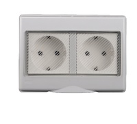 IGERCN IGJ55-2SR Prise murale double IP55 ABS résistante aux intempéries européennes 16A 250V avec interrupteur CE pour applications non-mise à la terre