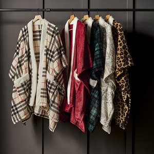 Kingworth personnalisé portable en peluche jeter Wrap <span class=keywords><strong>manches</strong></span> femmes surdimensionné moelleux doux Sherpa flanelle hiver voyage <span class=keywords><strong>couverture</strong></span> & throws - Product Image 6