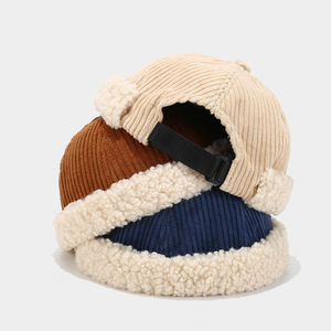 2024 nuovo arrivo all'ingrosso berretti invernali di velluto a coste con <span class=keywords><strong>Turnup</strong></span> di pelliccia 5 colori disponibili - Product Image 2