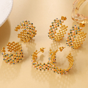 Waterproof Fine Designer Luxury Non Tarnished 14K 18K Pvd Gold Plated 316L Stainless Steel Jewelry <b>Sets</b> For <b>Women</b> - Product Image 1