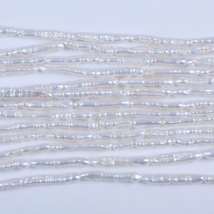 Collier de perles d'eau douce naturelles de Zhuji, perles baroques irrégulières, perles longues à trou droit, cure-dent, produit semi-fini, perles en vrac - Product Image 3