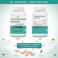 Complément NAD à Marque Blanche : Capsules de NR Nicotinamide Riboside et Resvératrol pour le Soutien Énergétique Cellulaire - Prix de Gros
