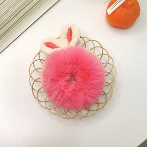 2025 Wholesale <b>Cute</b> Plush Rabbit Elastic Fabric Fluffy Bunny Ear Scrunchies Hair Bands Rubber Band Ties Women Wedding - Product Image 4