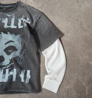 XJYD – Nouveau T-shirt Streetwear Personnalisé de Haute Qualité, Imprimé Numérique, Coupe Ample, Tricoté, Design Graphique Vintage, Lavage Délavé, Double Couche, Manches Longues