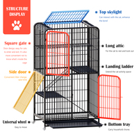 Grande cage à chat multi-niveaux avec double porte, parc à chat robuste en métal pour l'élevage et l'usage domestique