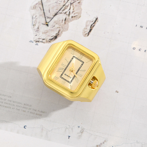 Bague-montre à quartz en alliage plaqué argent, simple, avec logo personnalisé, <span class=keywords><strong>pour</strong></span> <span class=keywords><strong>cadeau</strong></span> <span class=keywords><strong>de</strong></span> fiançailles ou <span class=keywords><strong>de</strong></span> <span class=keywords><strong>mariage</strong></span>, bracelet extensible élastique à deux aiguilles - Product Image 1