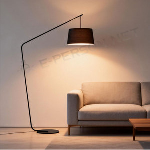 Modern Arched <strong>Floor</strong> <strong>Lamp</strong> with Hanging Drum <strong>Shade</strong> Minimalist Black Arc Light <strong>for</strong> Living Room - Product Image 4