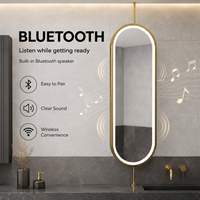 Miroir de salle de bain ovale LED Bluetooth, éclairage frontal, intensité réglable, anti-buée, 3 couleurs Bluetooth, pour la salle de bain et le salon