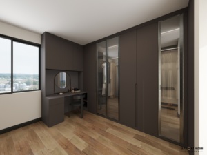 ตู้เสื้อผ้าหรูหราคุณภาพสูงแบบสั่งทำพิเศษ ตู้เสื้อผ้าแบบวอล์คอินทันสมัย วัสดุไม้เนื้อแข็งและประตูกระจก พร้อมตัวจัดระเบียบ - Product Image 3