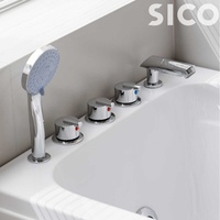 Baignoire de massage d'angle moderne blanche en acrylique avec drain, écologique, autoportante, spa, bain à remous