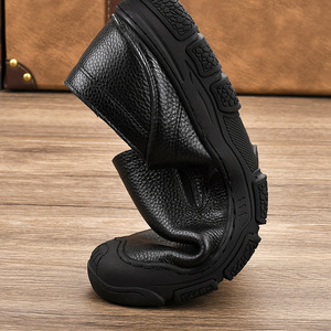 Chaussures décontractées pour hommes en cuir à lacets, bout rond, semelle en caoutchouc souple, style printemps - Product Image 2