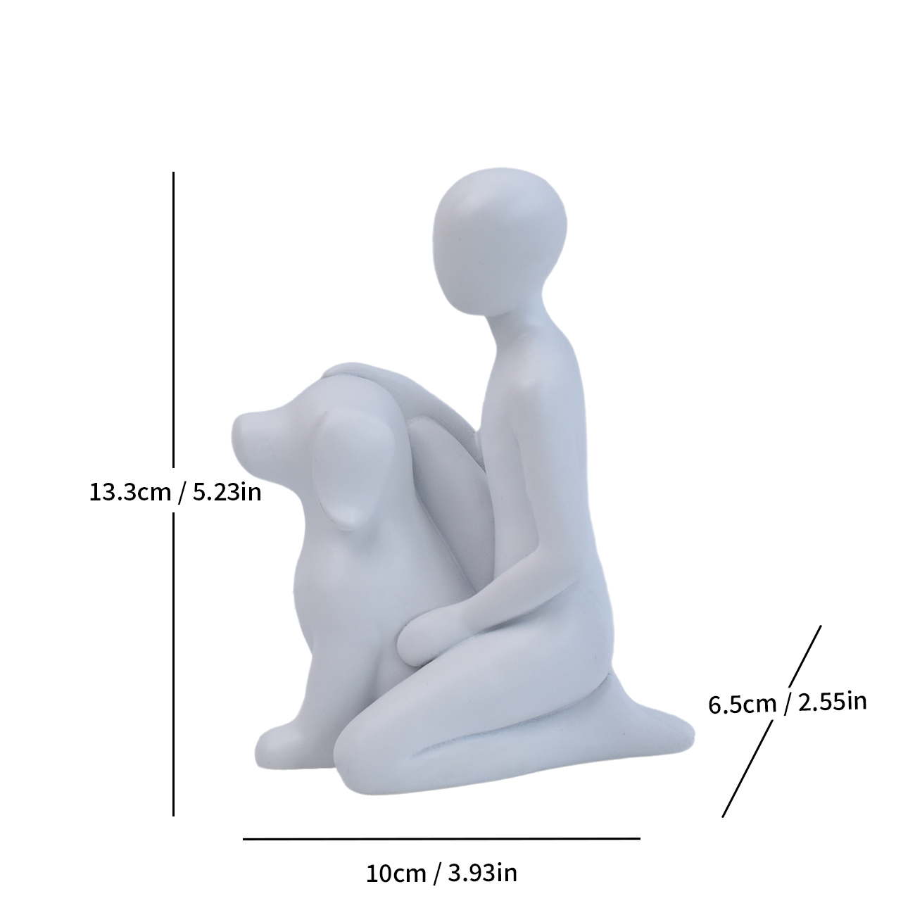 Homme assis et chien - Blanc