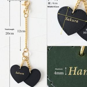 Double Heart Leather Keychain with Metal Chain Bag Charm for <b>Couples</b> Anniversary Valentine's Day Gift - Product Image 4