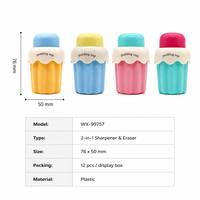 Taille-crayon et Gomme Double Trou en Forme de Macaron, Couleurs Vives, Mignon Kawaii, Dessin Animé, Cadeau Scolaire pour Enfants, Logo Personnalisé, OEM, Vente en Gros, En Vrac