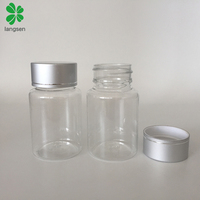 Capsules à pilules en plastique transparent 80ml 80g, récipients de bouteilles meidcine avec couvercle à vis métallique argent, 100 pièces