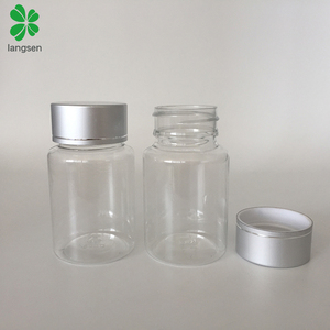 Plastic PET 80ml 80g Transparent clear Capsule Pill <strong>Tablet</strong> Meidcine Bottles <strong>Containers</strong> with Silver Metallic Screw Lid Cover Cap - Product Image 1