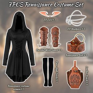 ชุดเอลฟ์ป่าสมัยยุคกลางพร้อมฮู้ด เข็มขัด และเครื่องประดับสำหรับผู้หญิง คอสเพลย์ชุดนางฟ้าเรเนซองส์ - Product Image 4