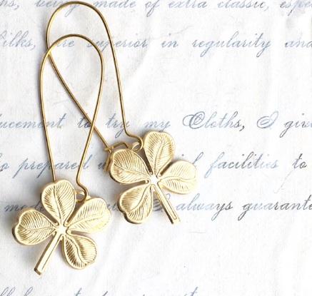 Orecchini A Bottone Quadrifoglio In Argento 925, Portafortuna Donna, Gioiello Irlandese Shamrock Con Confezione Regalo