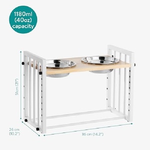 Çift Katlı Ekolojik Dostu Kedi Mamalıkları Yükseltilmiş Kedi Mama Kabı Seti Bambu Standlı İç Mekan Kedileri Küçük Köpekler Evcil Hayvan Mama ve Su Kapları - Product Image 2