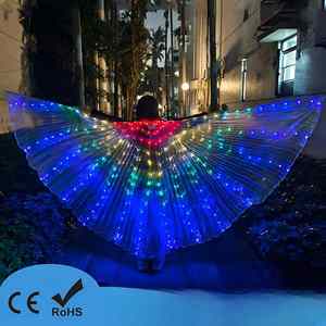 Praise Color <b>Handmade</b> Dance LED Retractable Butterfly Adult Children Glowing Wings Halloween Cosplay Performance Elf Costume - Product Image 1