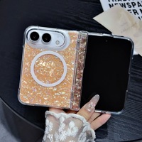 Coque pliable pour iPhone DUO, texture de coque légère et fluide, charnière à ressort, brillante, magnétique, pour filles, compatible Apple 18 Fold