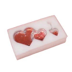 Großhandel freund und rahmen-Liquid Glitter Love Acryl Bilderrahmen Geschenkset mit Herz Schlüssel anhänger Geschenkset für Rahmen Freunde und Haustier Fotos