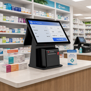 Caja Registradora POS con Sistema Android para <span class=keywords><strong>Windows</strong></span>, Pantalla Táctil de 14.1'', Máquina POS Todo en Uno con Impresora de 80 mm para Farmacias, Comercios Minoristas y Supermercados - Product Image 1
