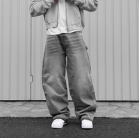 Fabricant OEM Jeans pour hommes en denim, coupe droite et large, délavé vintage, ourlet effiloché, style décontracté