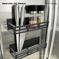 Étagère magnétique murale pour porte latérale de cuisine, double niveau, non pliable, en métal, style moderne et minimaliste, pour épices