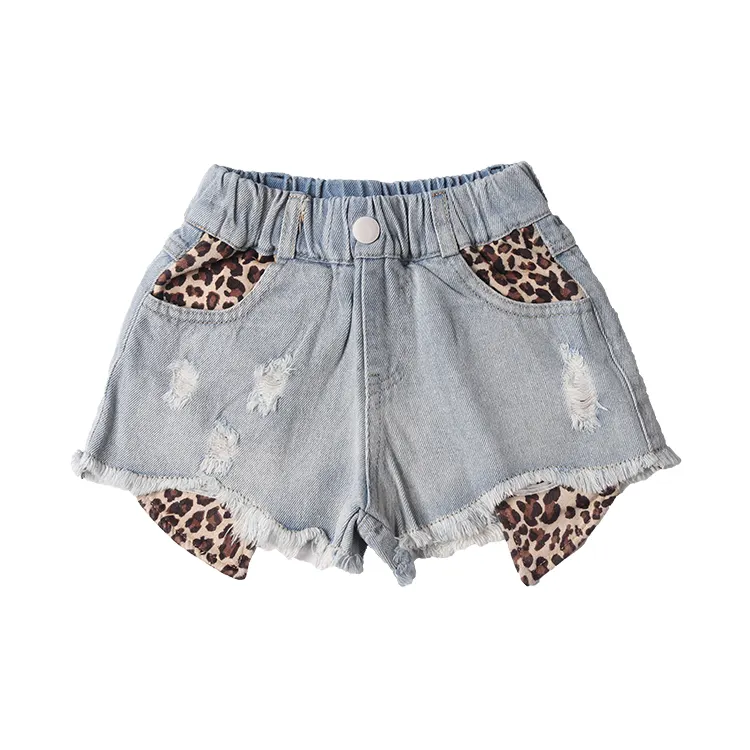 New Summer Leopard Denim Shorts Bull-Puncher Schlüpfer Kinder Sand Wash Denim Shorts der Mädchen Kinder Hot pants