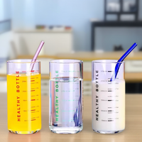 Tasse à mesurer en verre pour enfants, résistante à la chaleur, sans plomb, à fond épais, pour lait, eau, yaourt, boissons, 300 ml