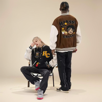 Blouson Bomber Varsity en Laine pour Homme, Style High Street, Col Rabattu, avec Patchs en Chenille Personnalisés OEM et Logo Brodé