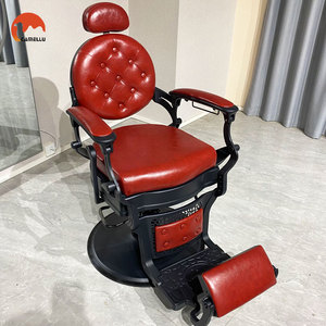 Sillón de <span class=keywords><strong>Barber</strong></span>ía Vintage con Altura Ajustable, Mueble de Salón Reclinable con Bomba Hidráulica para <span class=keywords><strong>Barber</strong></span>ía, Dormitorio, Hotel, Hecho de Acero - Product Image 1