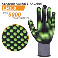 Gants de jardin XINGYU en nylon 15 jauges enduits de mousse de nitrile, gants de travail de sécurité verts à pois, gants de construction enduits de nitrile, gants en mousse