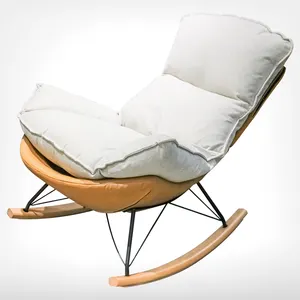 Designer Leisure Chair Rocking Chair Snail-shape Chair Metal Frame Solid Wood Foot With Faux Chenille Fabric