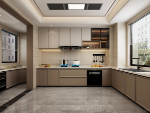 Set di Mobili da Cucina a U Personalizzati con <span class=keywords><strong>Mobile</strong></span> per <span class=keywords><strong>Forno</strong></span> Integrato e Mensole Aperte Illuminate a LED per Organizzazione e Stoccaggio, Armadietti Impermeabili - Product Image 6