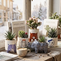 Pot de fleurs en céramique mignon en forme d'animal de dessin animé, style nordique moderne minimaliste, petits pots pour succulentes, cactus, fleurs, mini éléphant, chat, renard