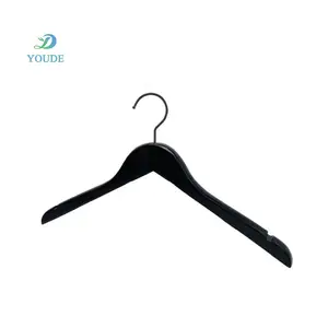 Factory Direct Sales Solid Wood Clothes Hanger Custom Logo Black Wooden Brand Coat Shirt Hanger