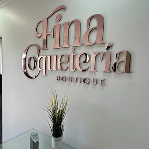 Insegna per Attività Commerciale SPA e Centro Estetico e <span class=keywords><strong>Insegne</strong></span> per Reception Lettere Metalliche 3D a Specchio Oro Logo 3D Insegna a Lettere Lettere in Acrilico Tagliate al <span class=keywords><strong>Laser</strong></span> - Product Image 3