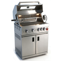 Barbecue portable autonome en acier inoxydable SUS304 pour extérieur, jardin, gaz GPL/GN, avec couvercle de visualisation en verre trempé et chariot