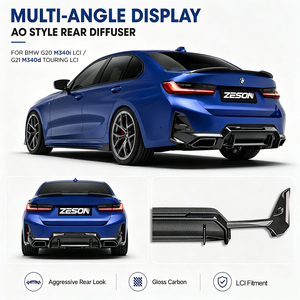 Diffusore Posteriore in Vera Fibra di Carbonio Stile AO per <span class=keywords><strong>BMW</strong></span> Serie 3 G20 <span class=keywords><strong>G21</strong></span> M340i M340d LCI Sedan Touring, Spoiler Paraurti 2023+ - Product Image 6