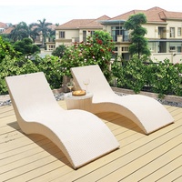 Chaise longue extérieure en forme de S en gros d'usine canapé de piscine lit de soleil